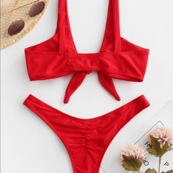 New Red Padded Knotted Thong Bikini size 8 - Picture 5 of 5